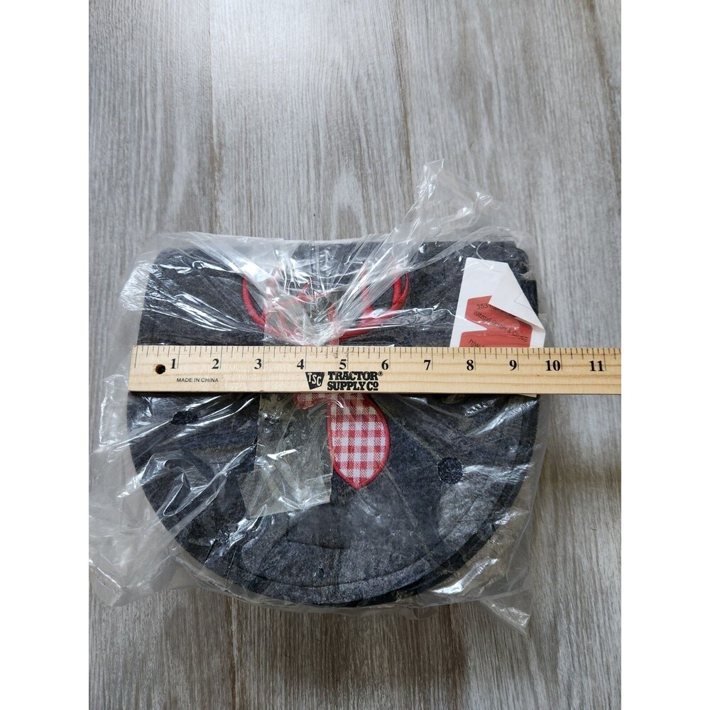 NIB Felt Reindeer Crossbody Purse Gray Red Plaid Christmas Made in Germany - Picture 8 of 9